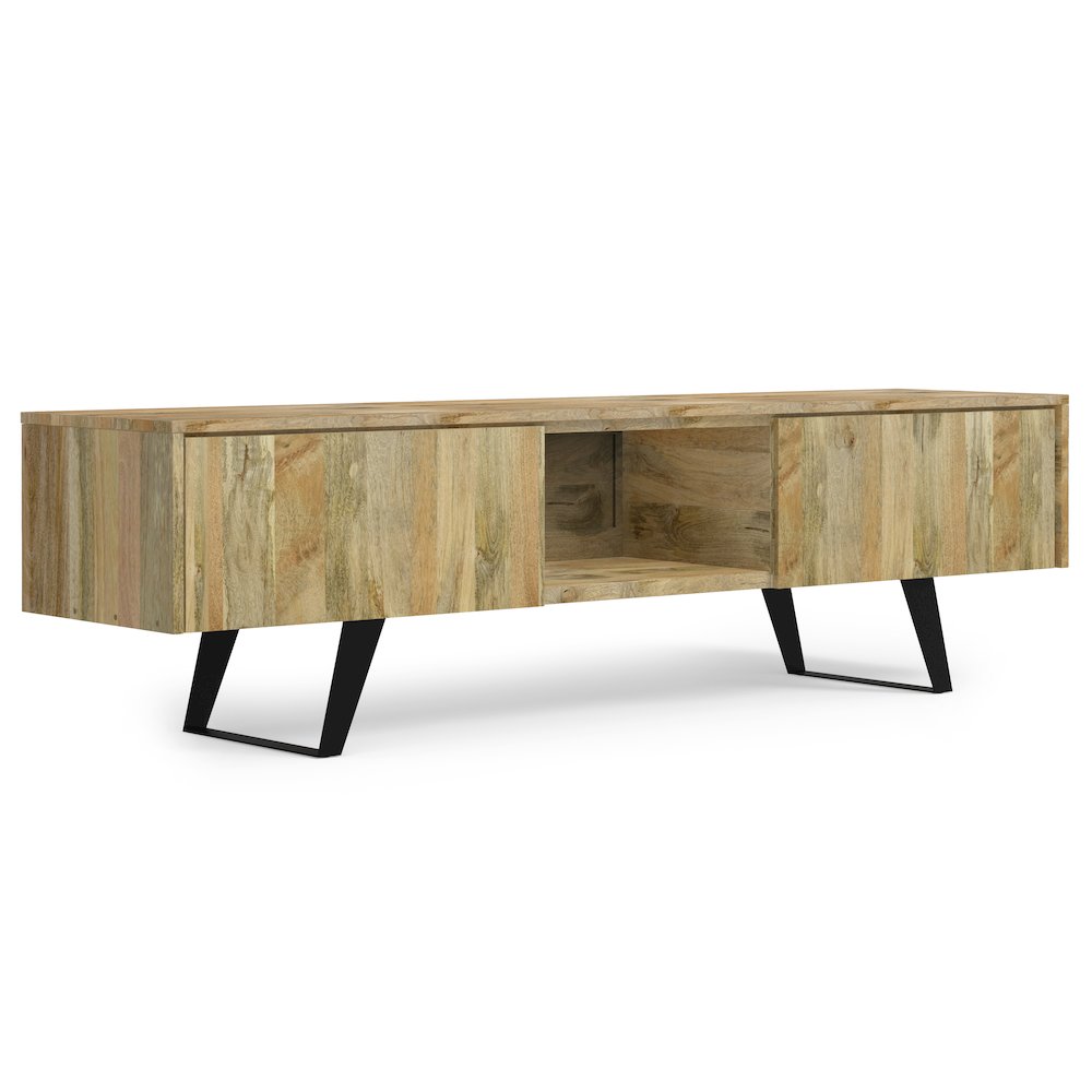 Lowry Solid Mango Wood 72 Inch Tv Media Stand In Natural For Tvs Up To 80 Inches. Picture 1