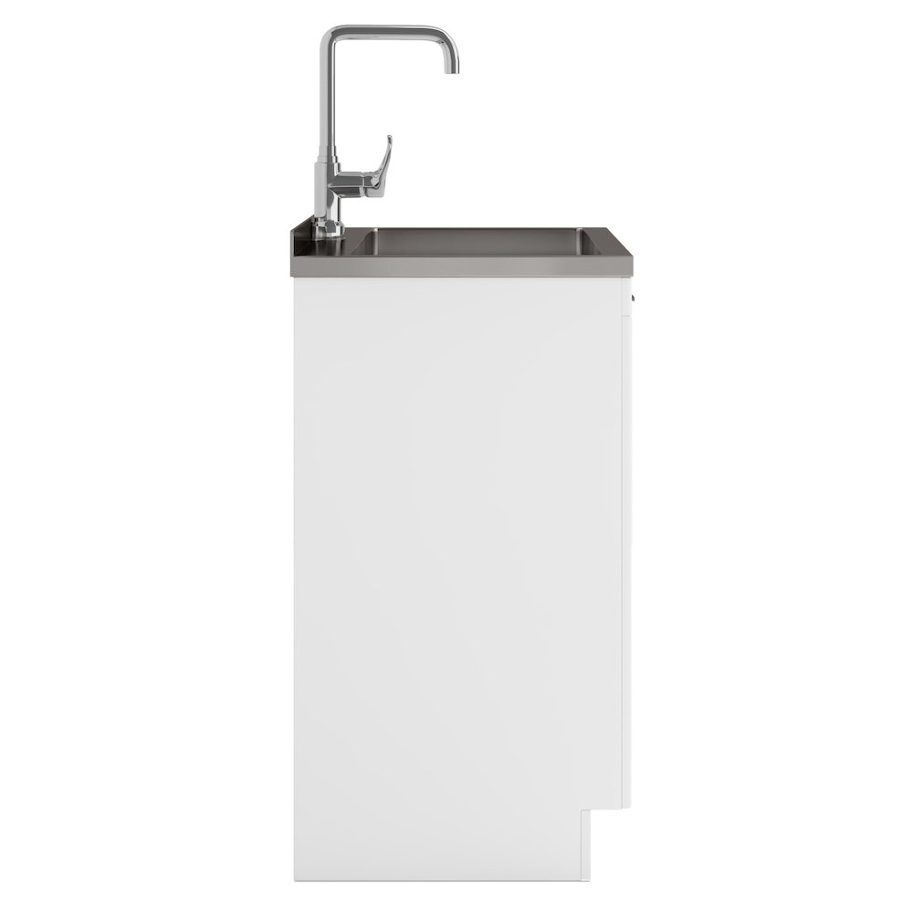 Murphy 28 Inch Laundry Cabinet With Faucet And Stainless Steel Sink In White. Picture 3