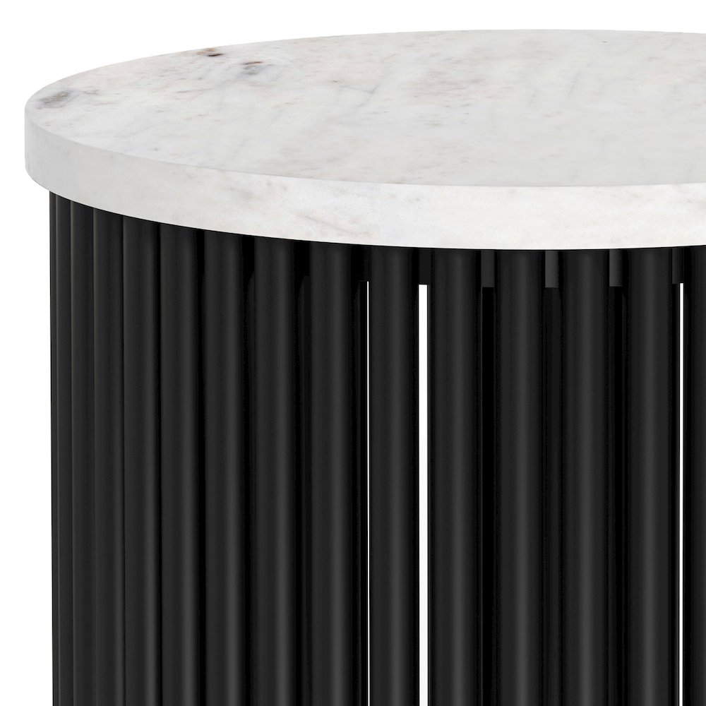 Demy Metal Accent Table In White Marble / Black. Picture 4