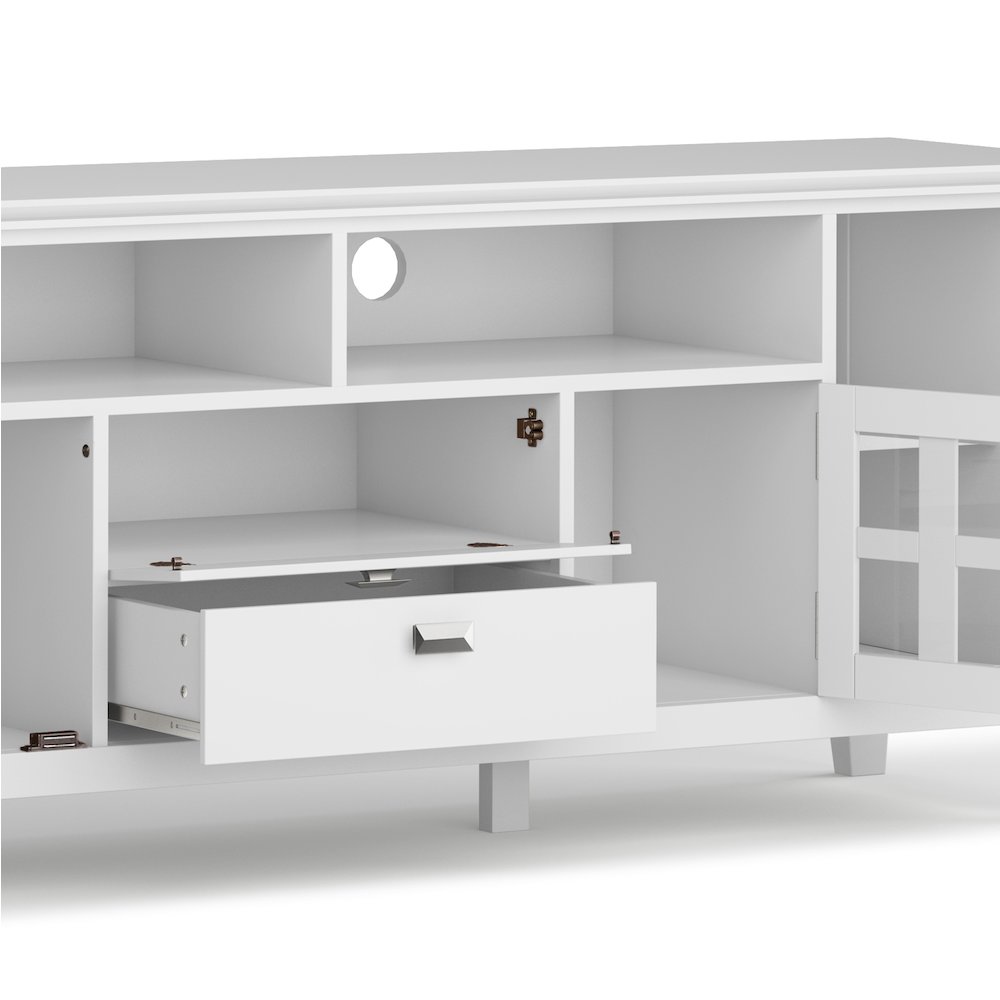 Artisan Solid Wood 72 Inch Tv Media Stand In White For Tvs Up To 80 Inches. Picture 4