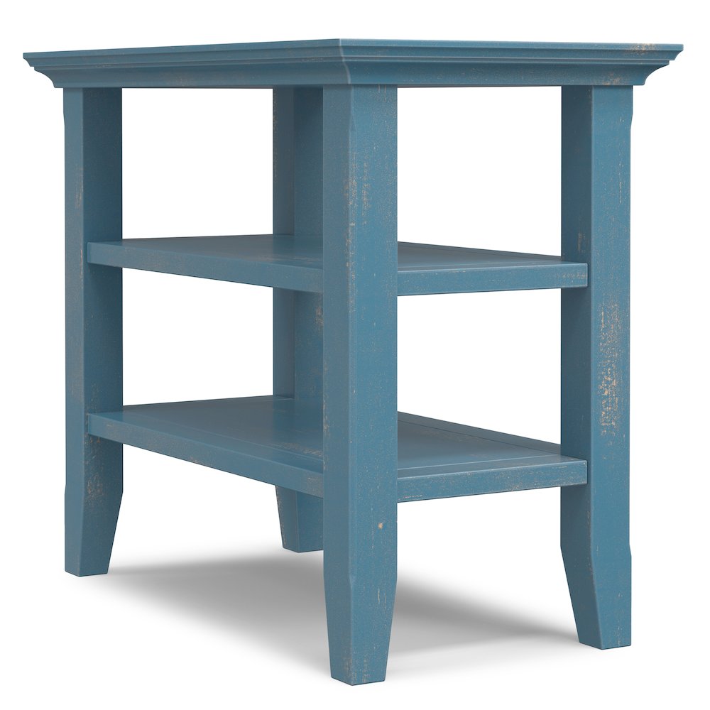 14 Wide Solid Wood Transitional Narrow Side Table in Distressed Coastal Blue. Picture 2