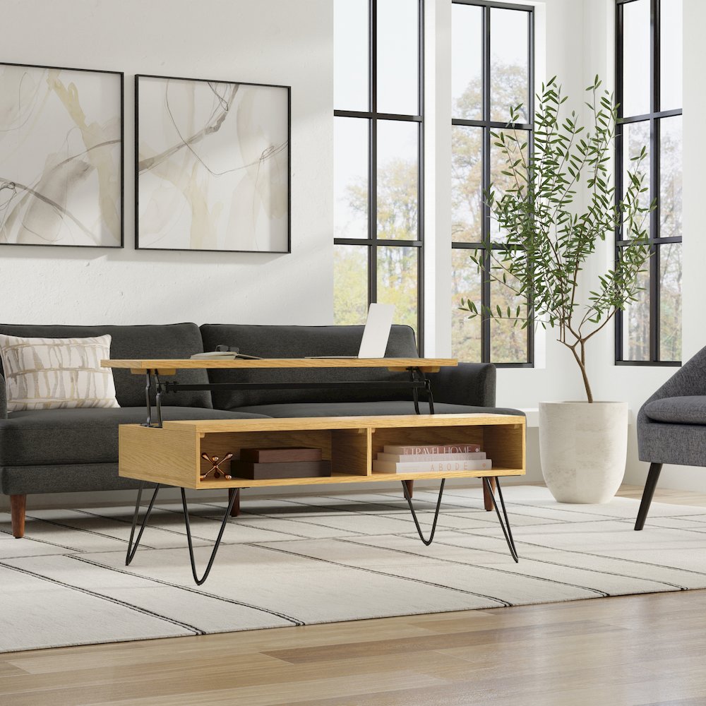 Hunter Lift Top Coffee Table In Oak Veneer. Picture 5