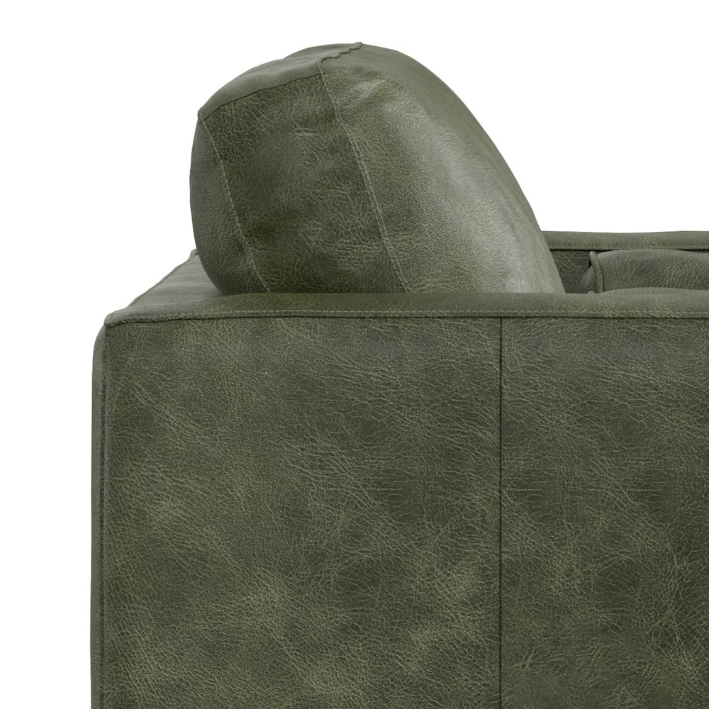 Mid-Century Modern Accent Chair In Moss Green Top Grain Genuine Leather. Picture 5