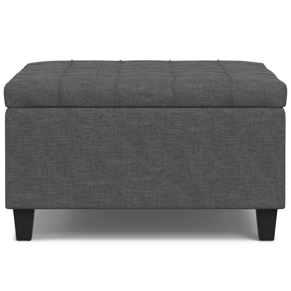 Harrison Small Square Coffee Table Storage Ottoman In Slate Grey. Picture 2