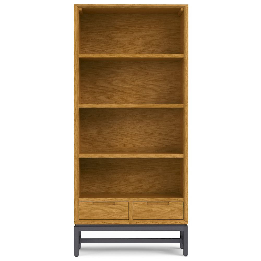 Industrial 72 inch Wide Desk with 30 inch Wide Bookcase in Oak (Set of 2). Picture 4