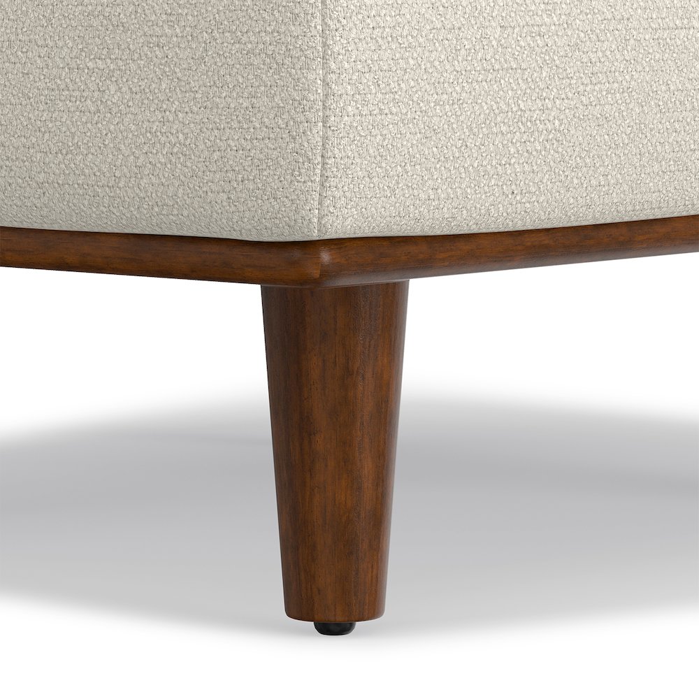 33 inch Wide Mid-Century Modern Table Ottoman in Cream White Woven-Blend Fabric. Picture 4