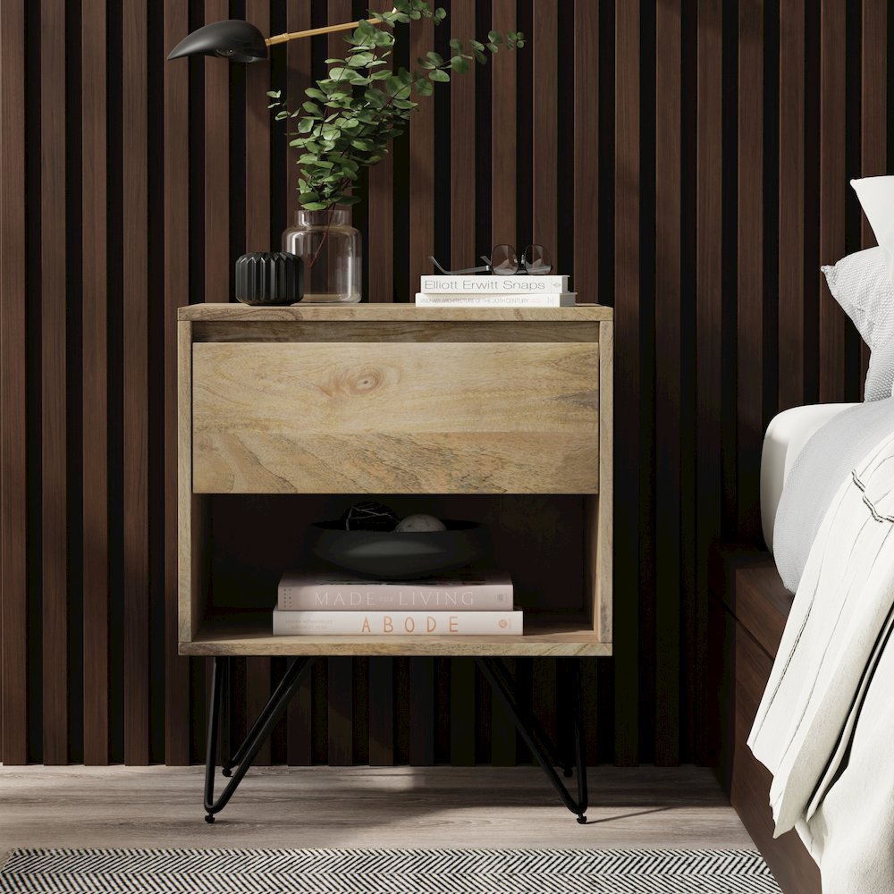 Hunter Solid Mango Wood Nightstand In Natural. Picture 5