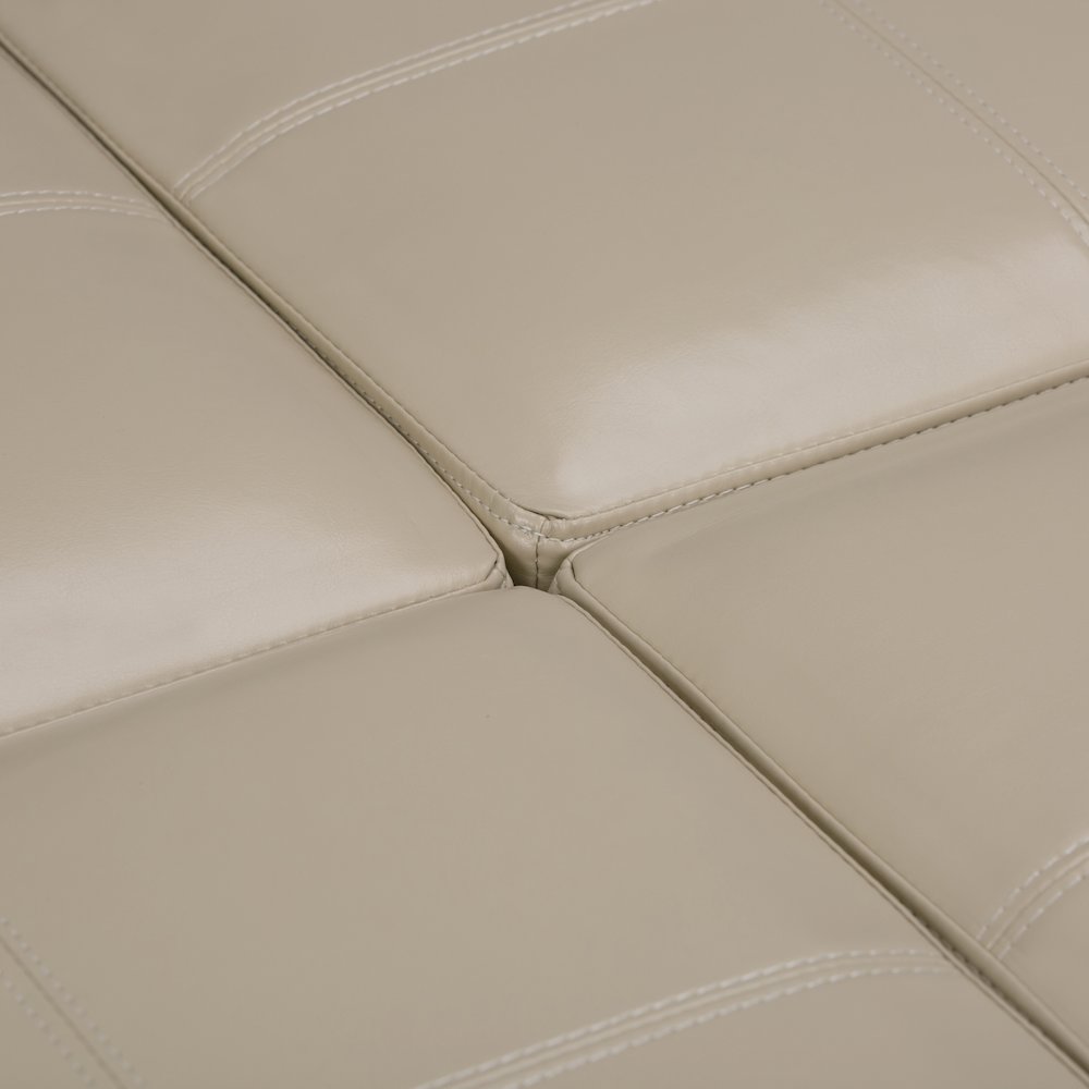 Avalon Square Coffee Table Storage Ottoman In Satin Cream Vegan Faux Leather. Picture 4