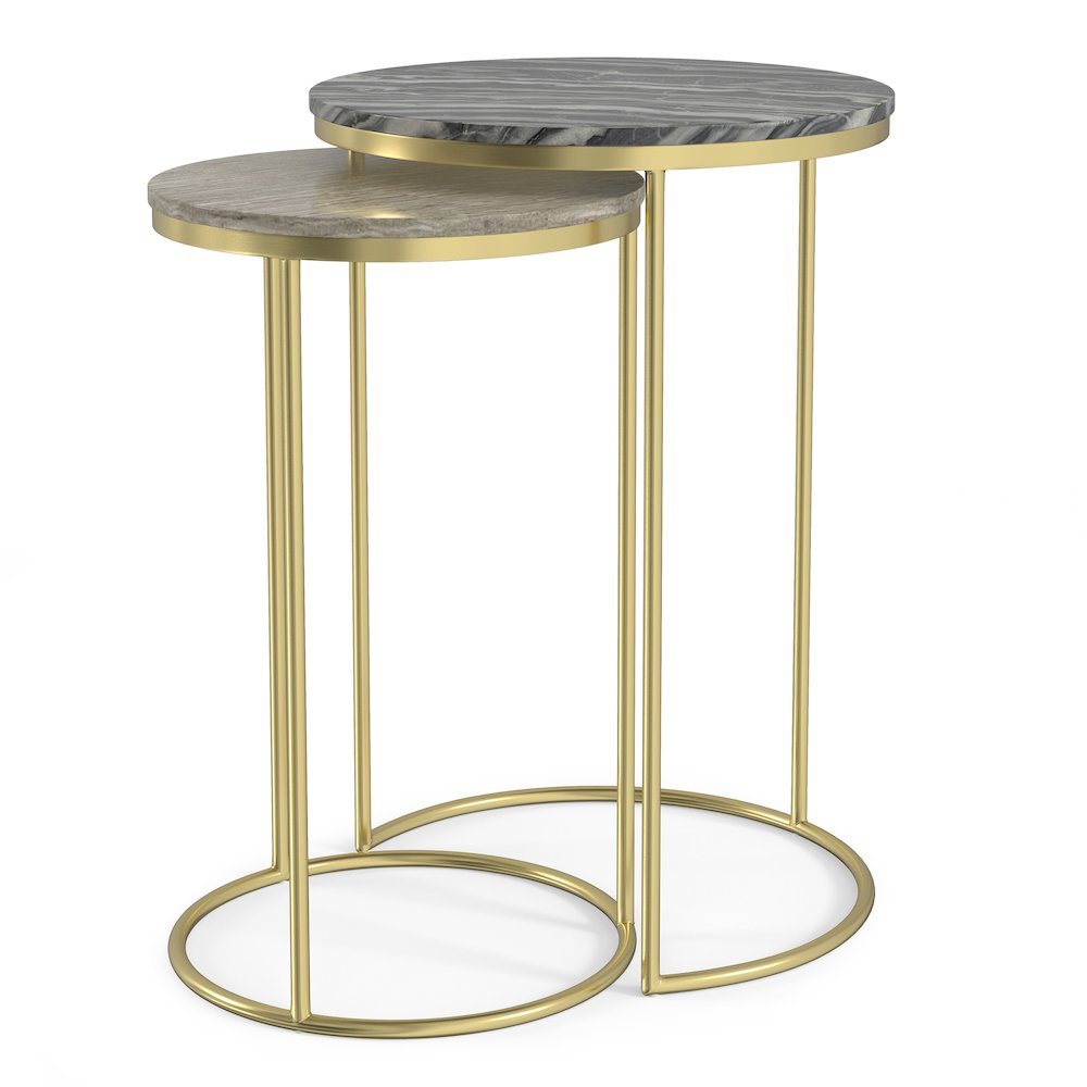 Ashley 2 Pc Nesting Table In Gold. Picture 1