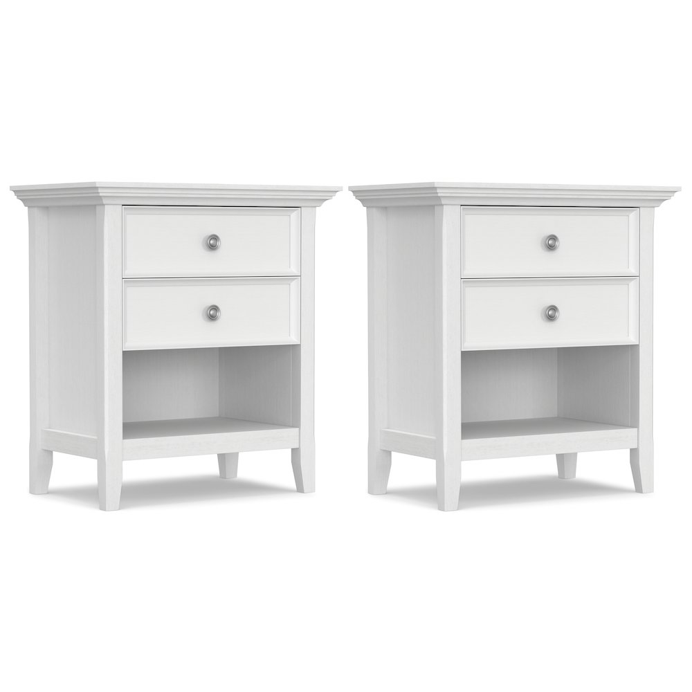 Amherst 24 inch Solid Wood Traditional Bedside Table in White (Set of 2). Picture 1