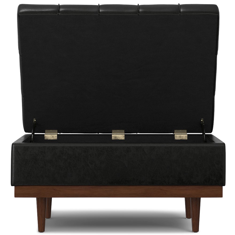 Mariah Coffee Table Storage Ottoman in Midnight Black  PU Black faux leather. Picture 7