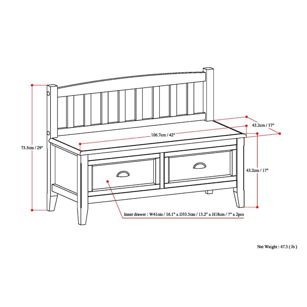 Burlington 42 inch Wide Solid Wood Transitional Entryway Storage Bench. Picture 6