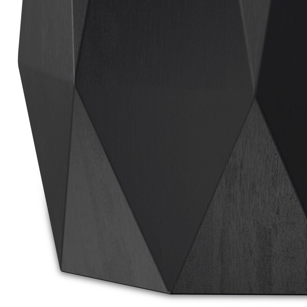 Solid Acacia Wood 15 Inch Wide Polygon Contemporary Side Table In Black. Picture 4