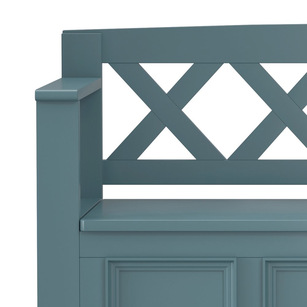 48 inch Wide Solid Wood Transitional Entryway Storage Bench in French Blue. Picture 5