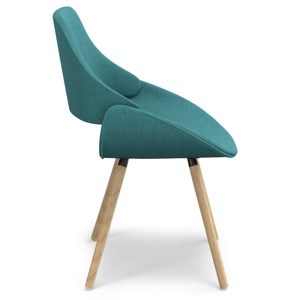 Malden Bentwood Dining Chair With Light Wood In Turquoise Blue Linen Look Fabric. Picture 2