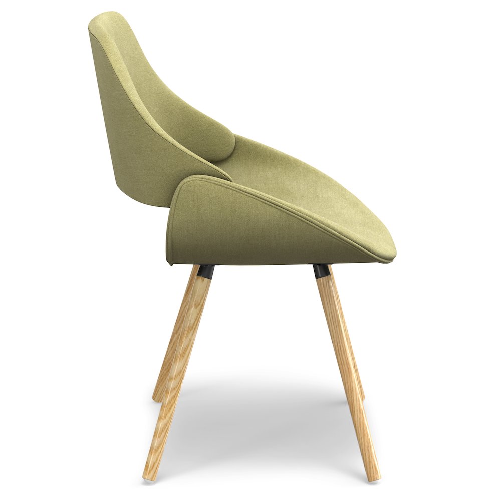 Malden Bentwood Dining Chair With Light Wood In Acid Green Woven Fabric. Picture 2