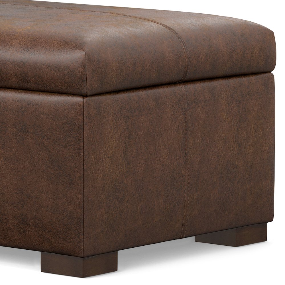 Gabbie Rectangular Storage Ottoman in Distressed Chestnut Brown. Picture 8