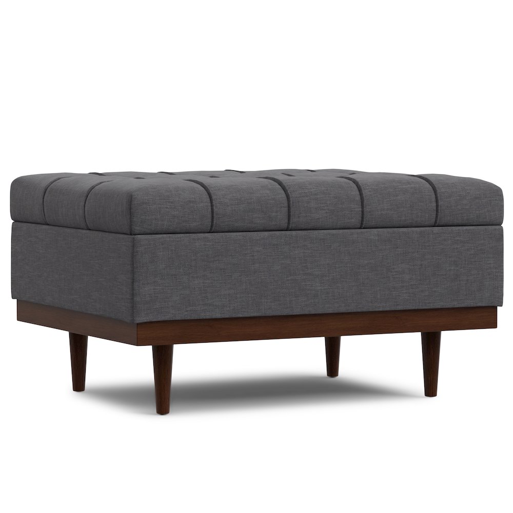 Mariah Coffee Table Storage Ottoman in Slate Grey  Polyester Linen. Picture 1