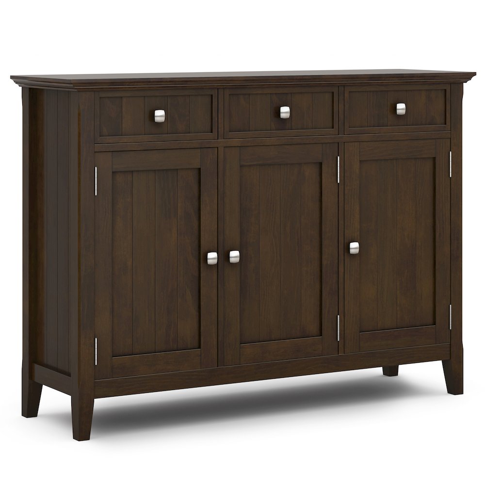 Acadian Solid Wood Wide Entryway Storage Cabinet In Brunette Brown. Picture 1