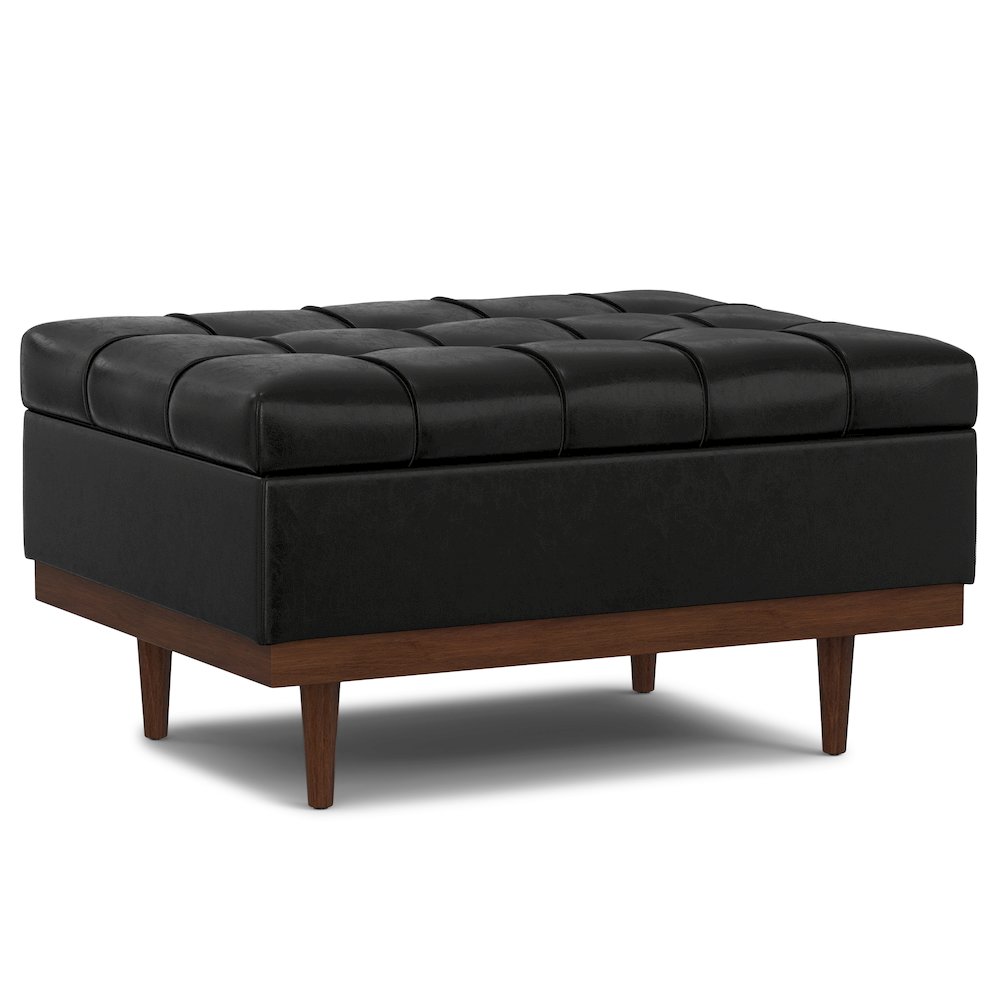 Mariah Coffee Table Storage Ottoman in Midnight Black  PU Black faux leather. Picture 6