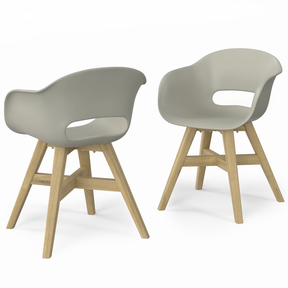 Kona Solid Acacia Wood Outdoor Dining Chair In Plastic ( Set Of 2 ) In Taupe. Picture 1