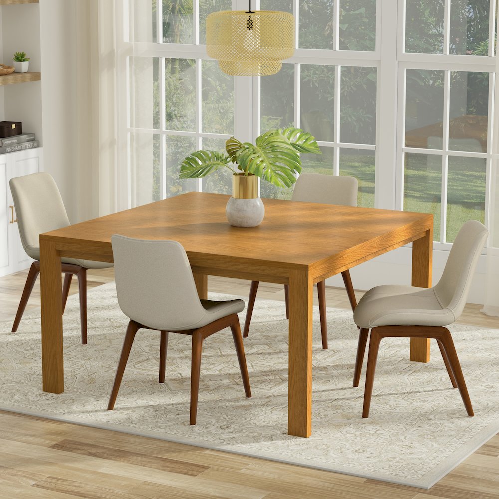 Wilson Square Dining Table In Oak Veneer. Picture 2