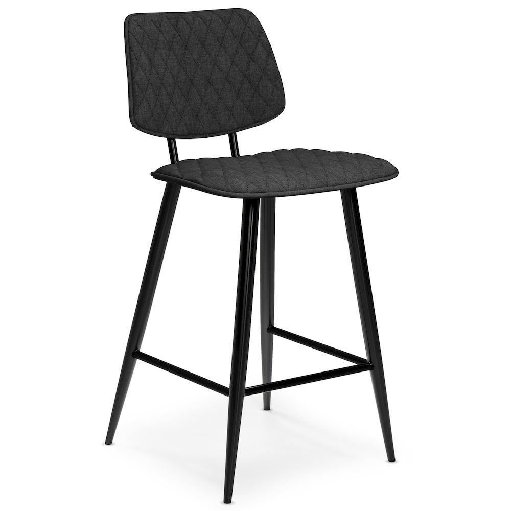 Raya Counter Height Stool (Set Of 2) In Charcoal Polyester Linen Fabric. Picture 4