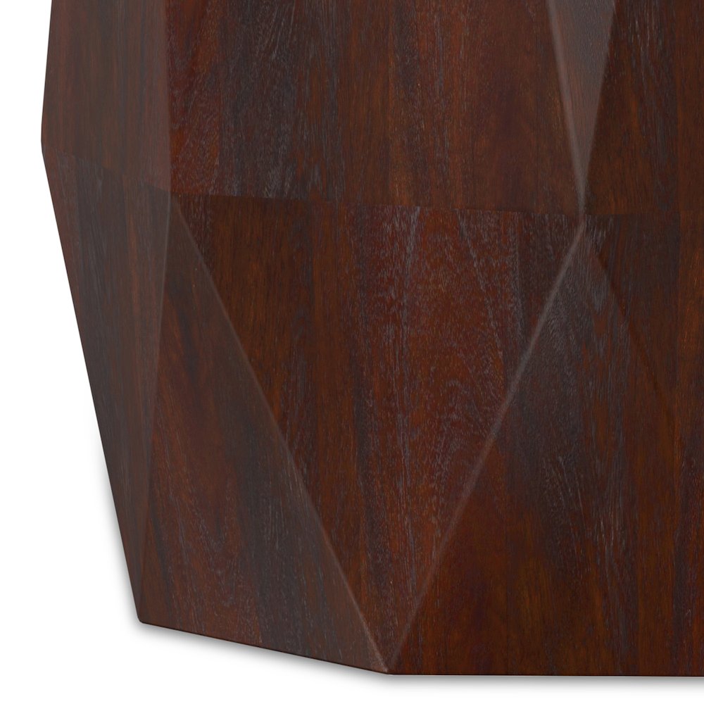 Solid Acacia Wood 15 Inch Wide Polygon Contemporary Side Table In Walnut Brown. Picture 4