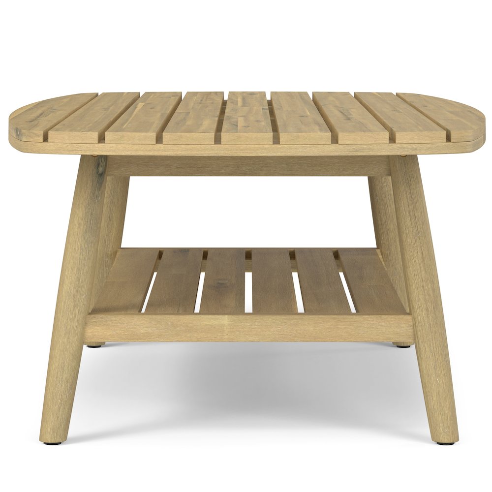 Bayshore Solid Acacia Wood Outdoor Coffee Table In Light Teak. Picture 3