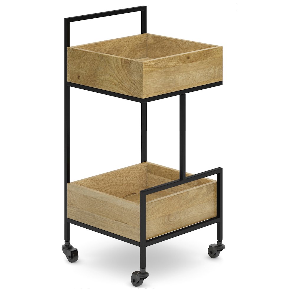 Hobbs Solid Mango Wood 16 Inch Bar Cart In Natural. Picture 1