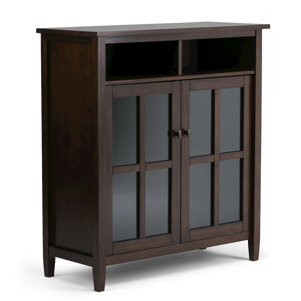 Warm Shaker Solid Wood Medium Storage Media Cabinet In Tobacco Brown. Picture 1