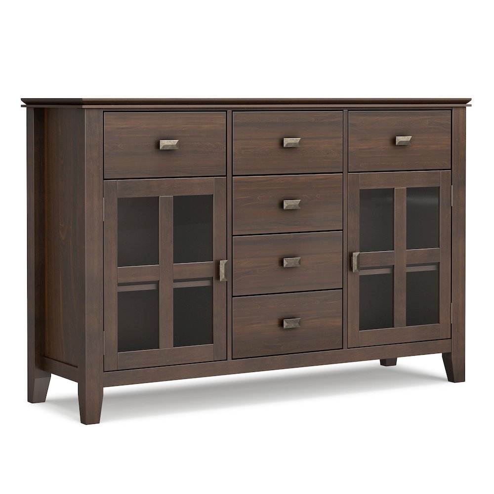 54 inch Wide Solid Wood Transitional Sideboard Buffet in Natural Aged Brown. Picture 1
