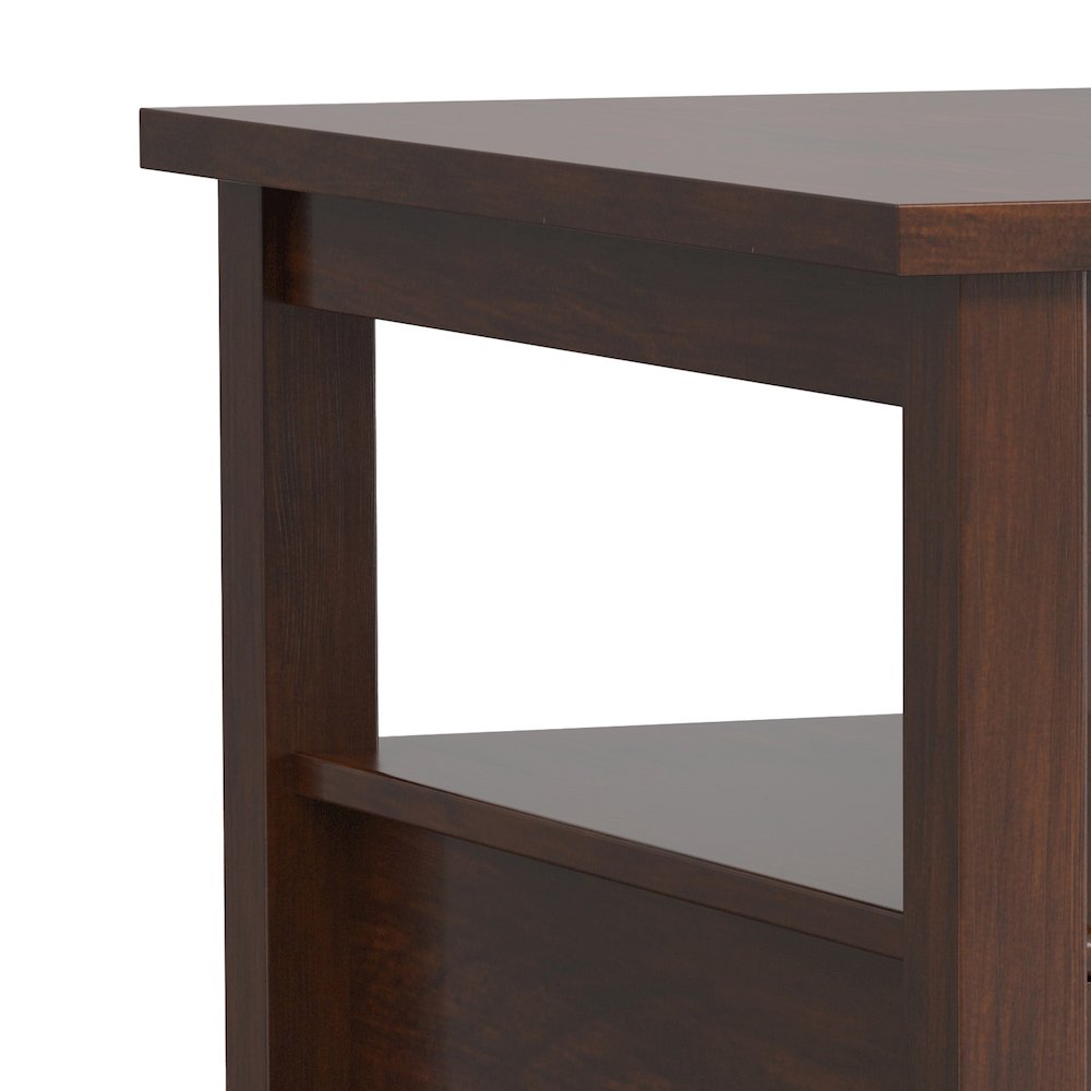 14 inch Wide Solid Wood Transitional Narrow Side Table in Russet Brown. Picture 3
