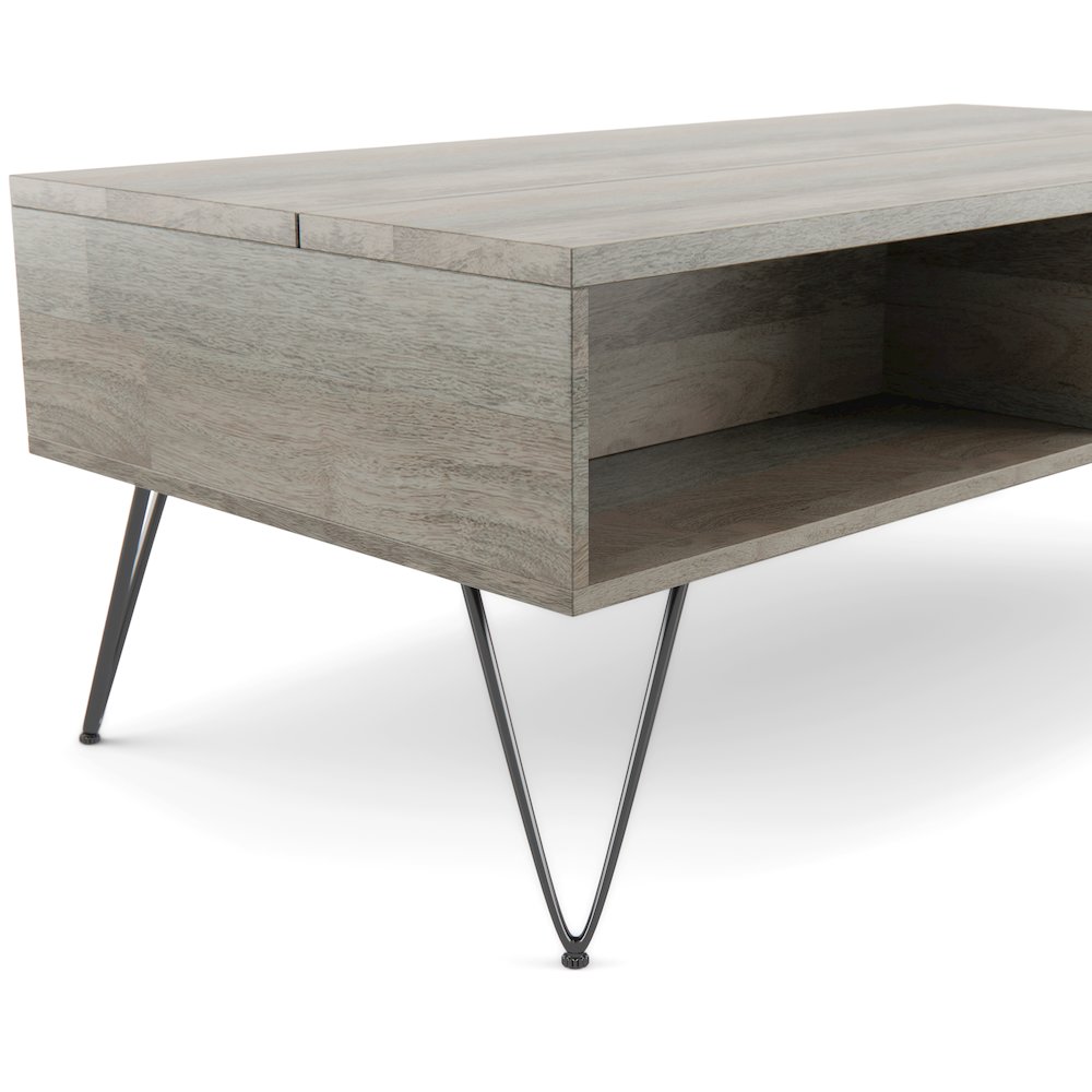 Hunter SOLID MANGO WOOD Lift Top Coffee Table in Grey. Picture 6