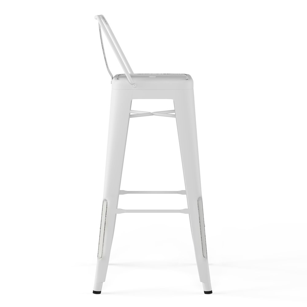 Rayne 30 Inch Metal Bar Stool (Set Of 2) In Distressed White. Picture 2