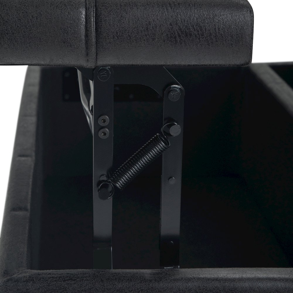 Harrison Coffee Table Storage Ottoman In Distressed Black Vegan Faux Leather. Picture 4