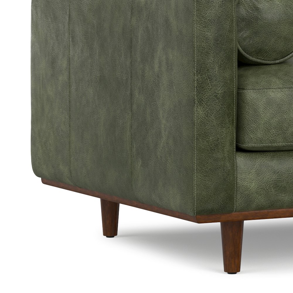 Mid-Century Modern Accent Chair In Moss Green Top Grain Genuine Leather. Picture 6