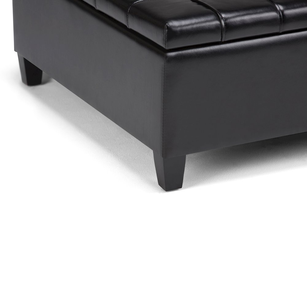 Harrison Coffee Table Storage Ottoman In Midnight Black Vegan Faux Leather. Picture 3