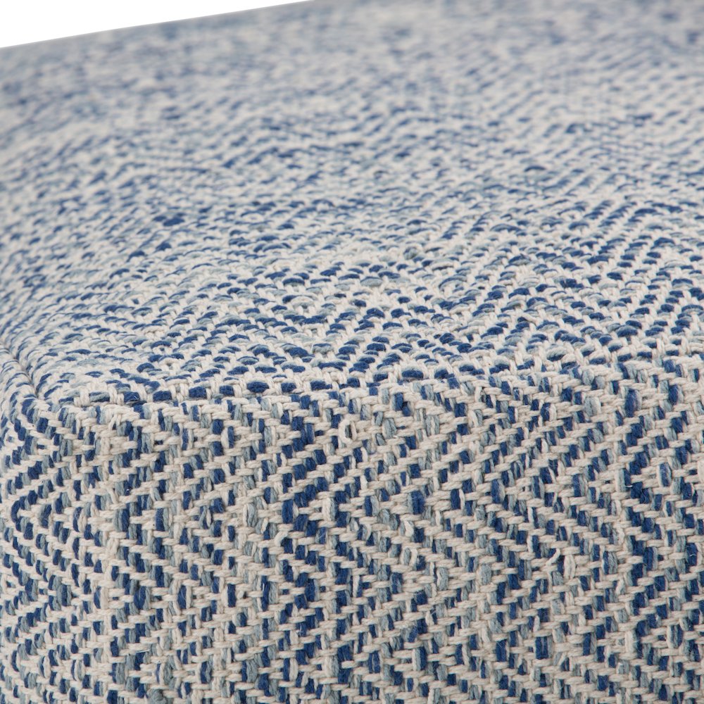 Nate Square Pouf In Patterned Denim Melange Cotton. Picture 4