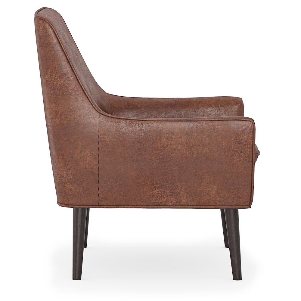 Robson Accent Chair In Distressed Saddle Brown Faux Leather. Picture 3