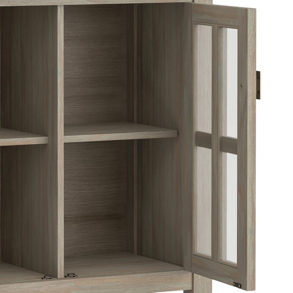 Artisan Solid Wood Low Storage Cabinet In Distressed Grey. Picture 4