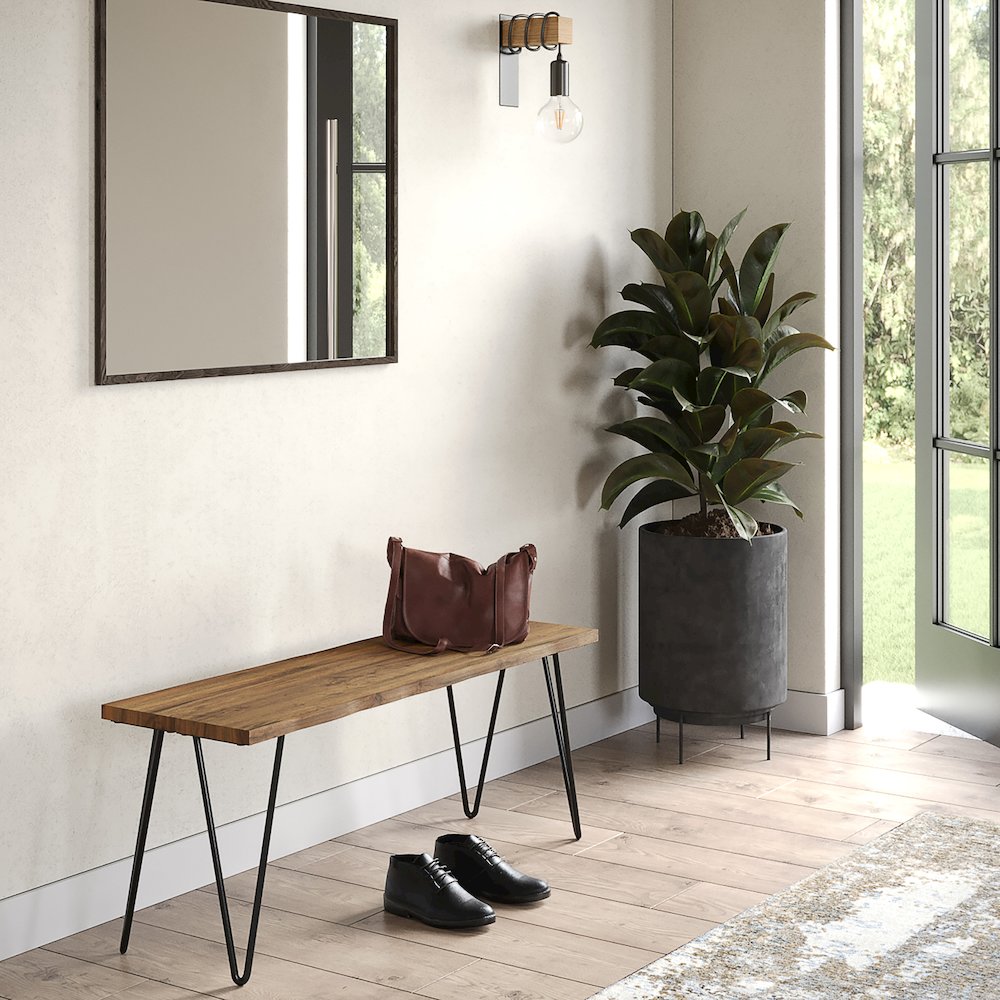 Colton Solid Mango Wood Bench In Natural. Picture 5