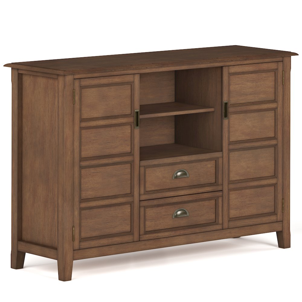 Tall Tv Media Stand In Rustic Natural Aged Brown For Tvs Up To 60 Inches. Picture 1
