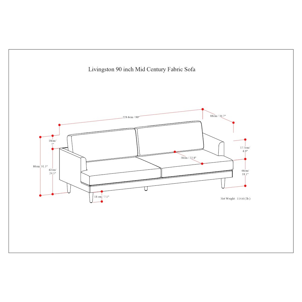 Livingston 90-Inch Sofa In Woven-Blend Fabric. Picture 6