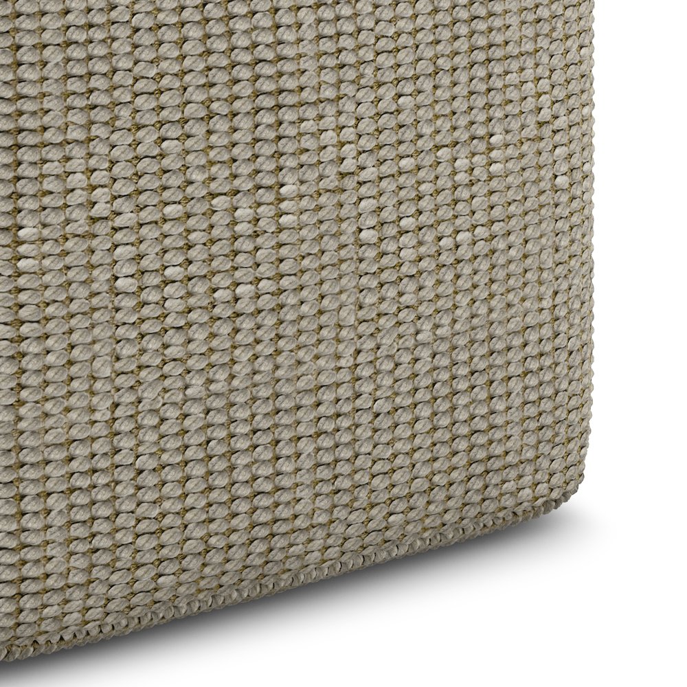 Outdoor/ Indoor Pouf In Cream And Natural Recycled Pet Polyester. Picture 4