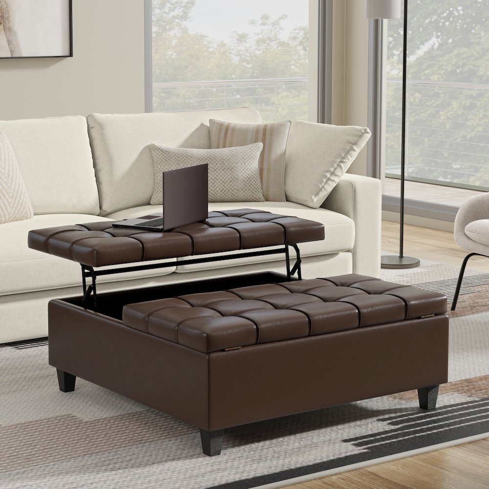 40 inch Wide Square Large Coffee Table Storage Ottoman. Picture 7