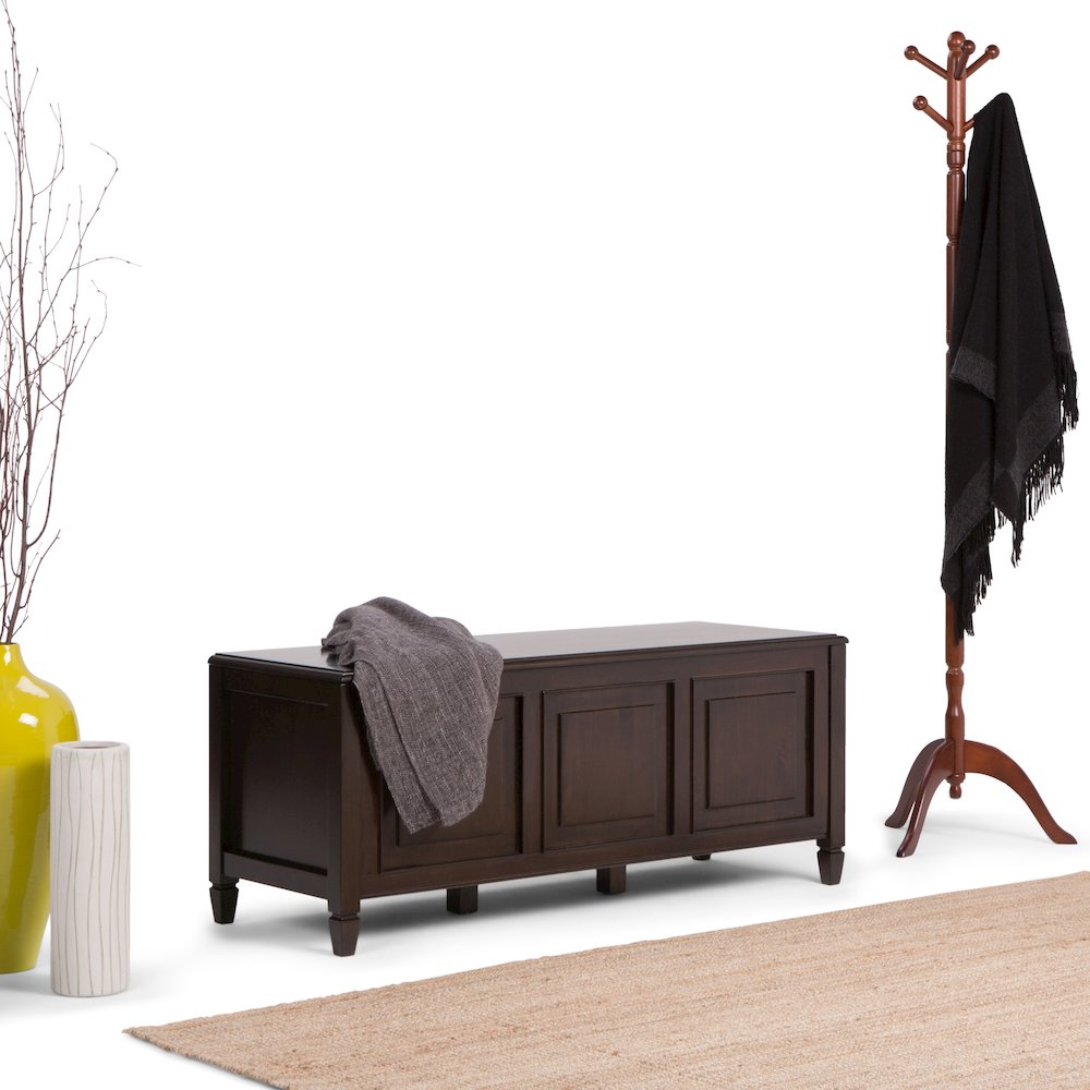Connaught Solid Wood Storage Bench Trunk In Dark Chestnut Brown. Picture 5