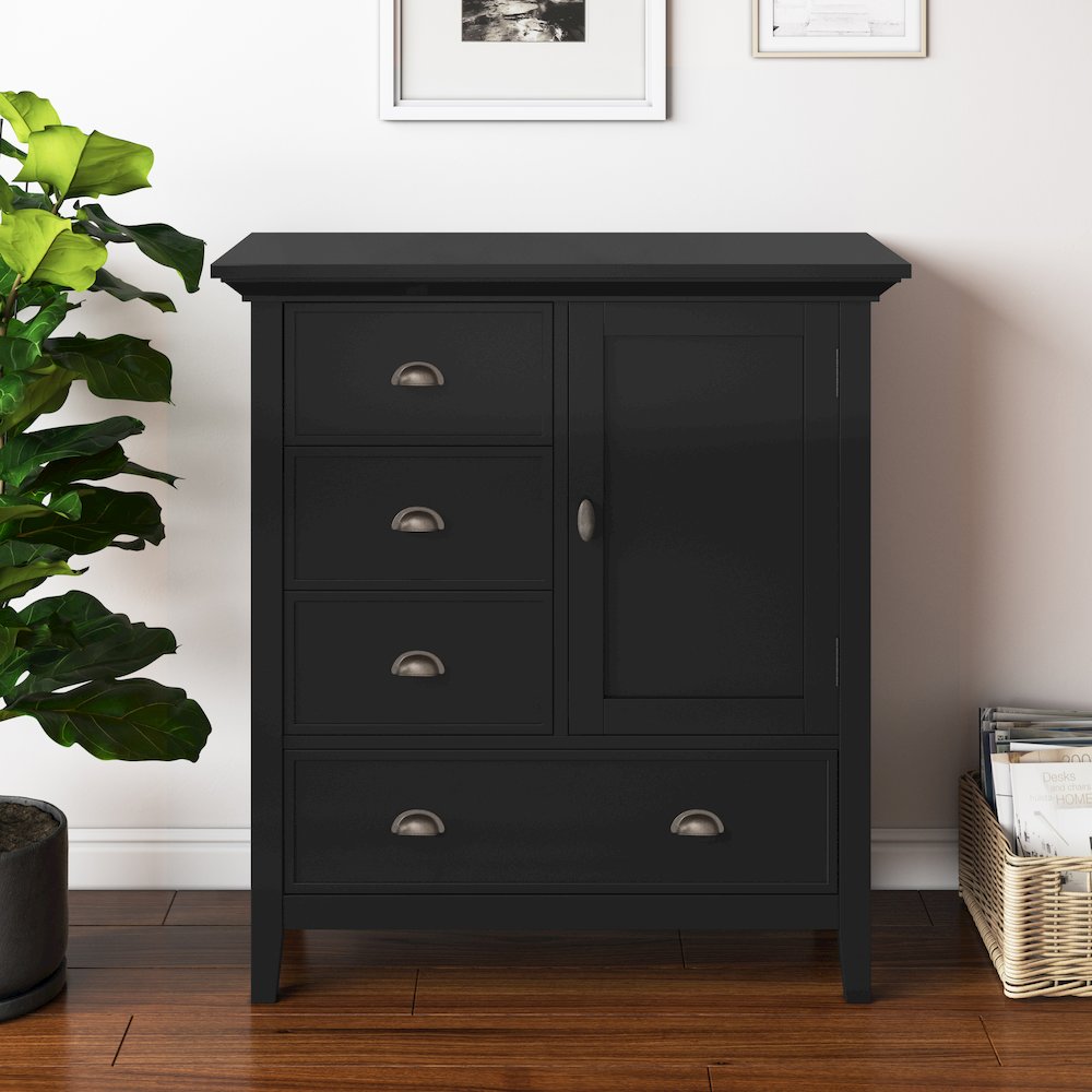 Redmond Solid Wood Medium Storage Cabinet In Black. Picture 5