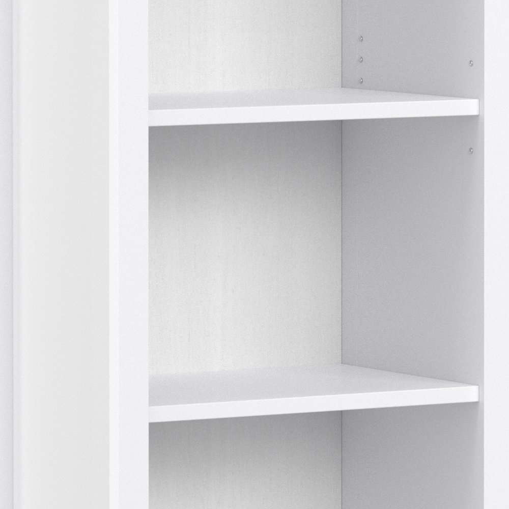 Amherst 24 inch Wide Solid Wood Transitional 5 Shelf Bookcase in White. Picture 4