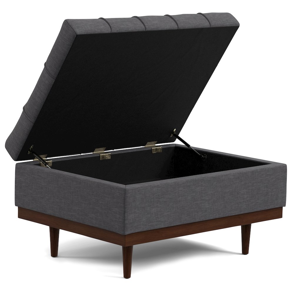 Mariah Coffee Table Storage Ottoman in Slate Grey  Polyester Linen. Picture 4